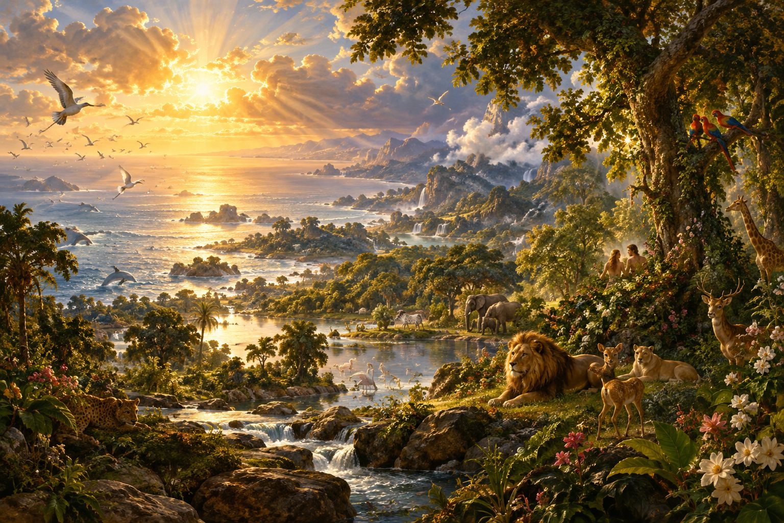 창세기 1장 성화 - 하나님이 보시기에 심히 좋은 세상 (태초에 천지를 창조하시고 보시기에 심히 좋았더라 말씀하신 하나님의 창세기 1장 창조 성화)